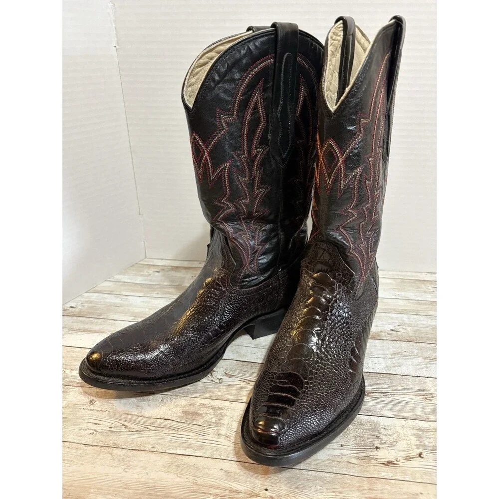 J.B. Dillon Reserve Men's Full Quill Ostrich Leather Boots JBR1008D Mexico
